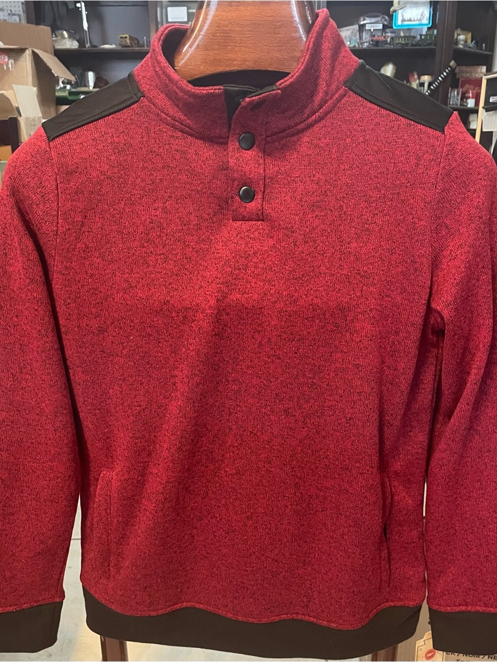 urban pipeline Red Heathered Pullover with Black Label